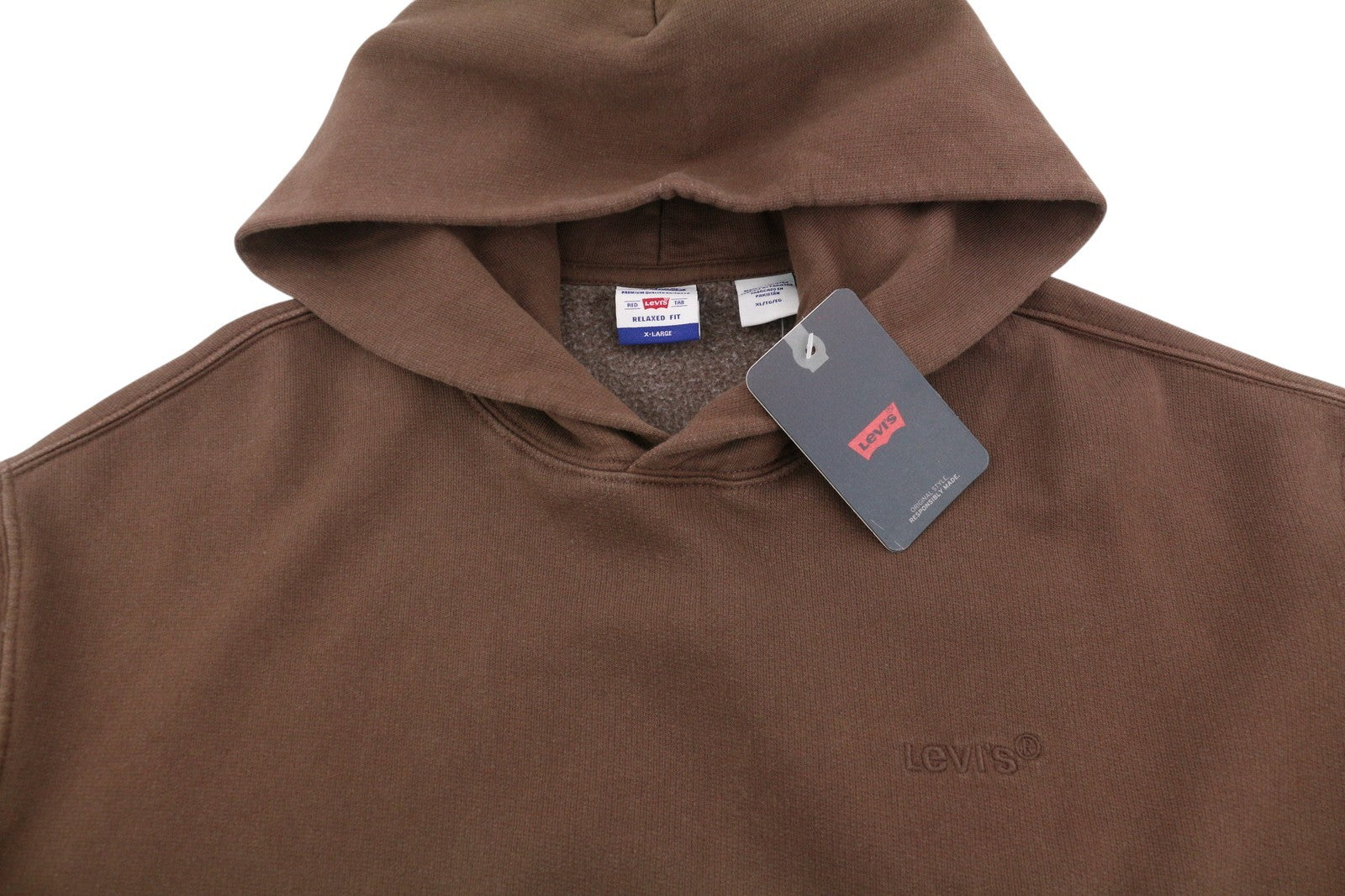 LEVI'S Relaxed Fit Men Hoodie XL Brown Red Tab Logo Kangaroo Pull On