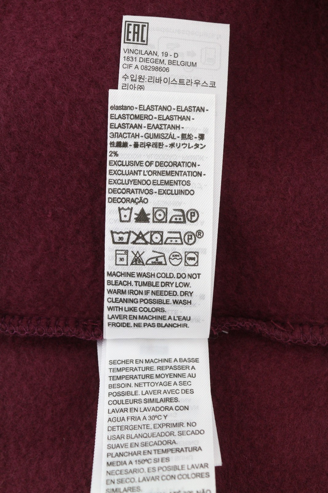 LEVI'S Standard Fit Men Hoodie XL Burgundy Full Zip Patch Logo Hooded