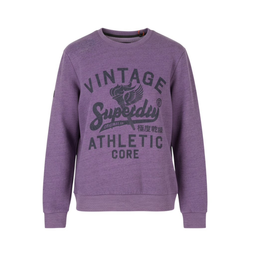 SUPERDRY College Script Graphic Men Sweatshirt M Purple Melange Pull On