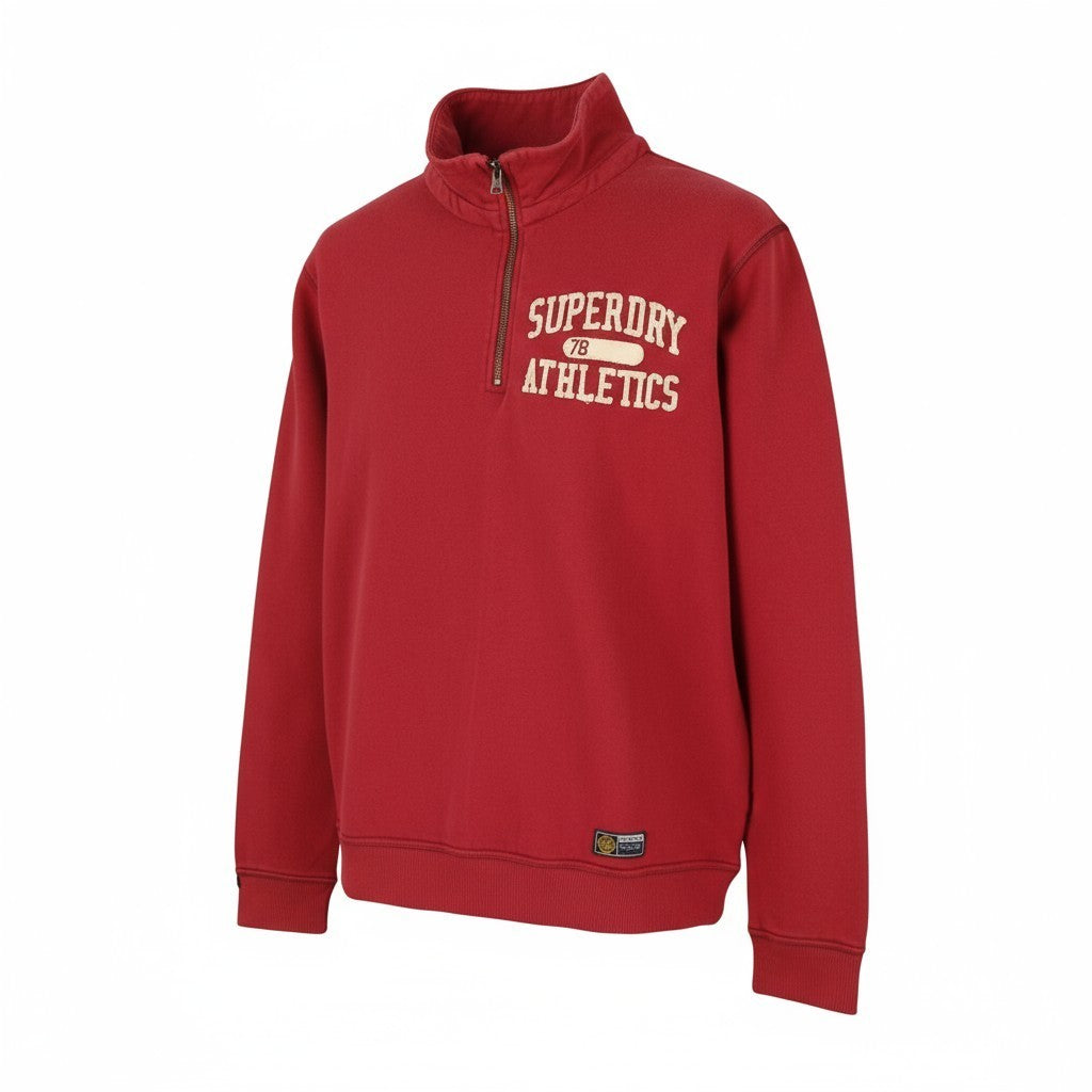 SUPERDRY Vintage Athletic Half Zip Men Sweatshirt M Red Logo Pull On