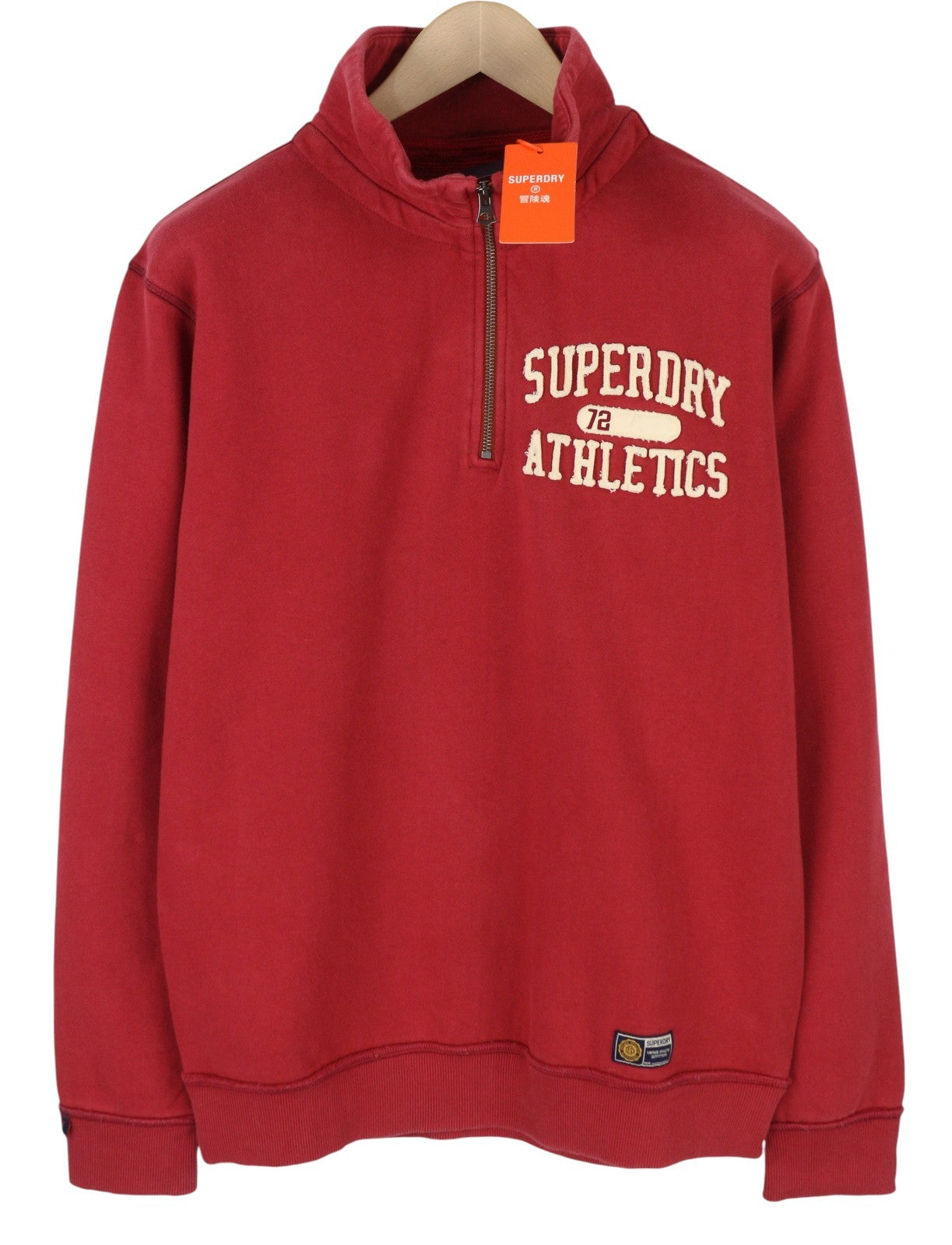SUPERDRY Vintage Athletic Half Zip Men Sweatshirt M Red Logo Pull On