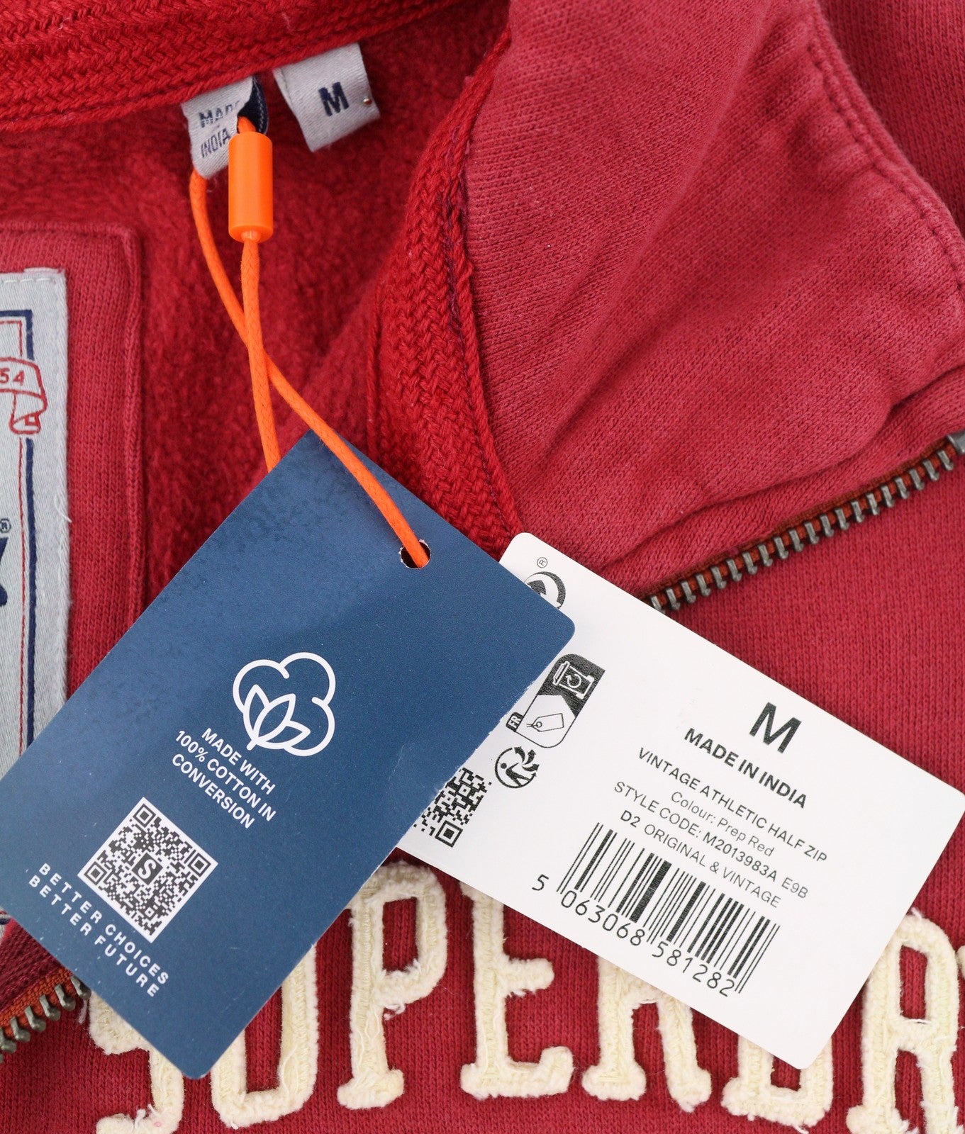 SUPERDRY Vintage Athletic Half Zip Men Sweatshirt M Red Logo Pull On