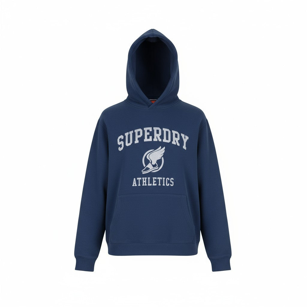 SUPERDRY Vintage Ath Oversized Men Hoodie M Dark Blue Logo Pull On