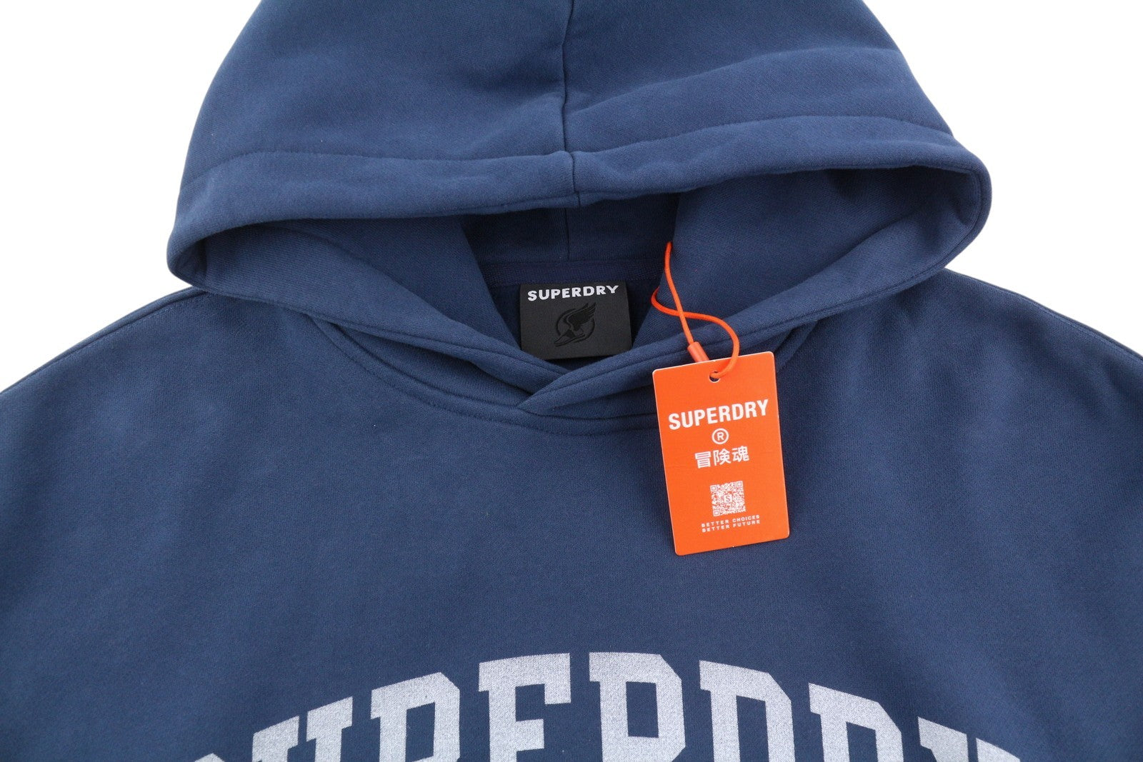 SUPERDRY Vintage Ath Oversized Men Hoodie M Dark Blue Logo Pull On
