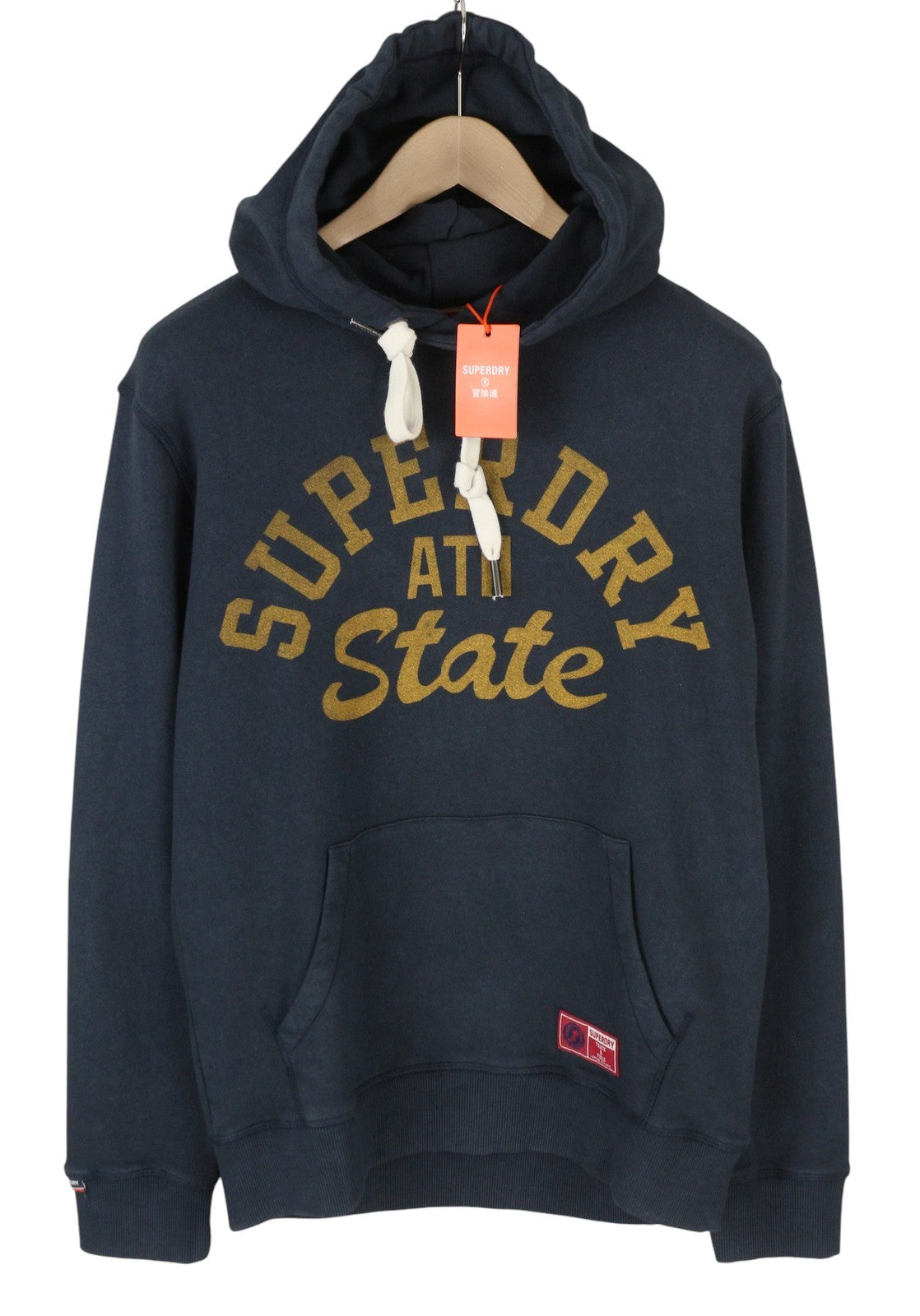 SUPERDRY Track & Field Graphic Men Hoodie M Dark Blue Kangaroo Pull On