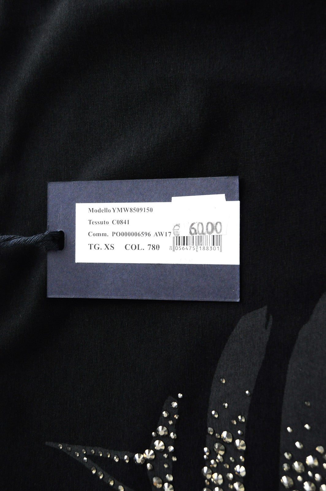 MARINA YACHTING Women T-Shirt XS Black Cotton Stretch Long Sleeved Pullover