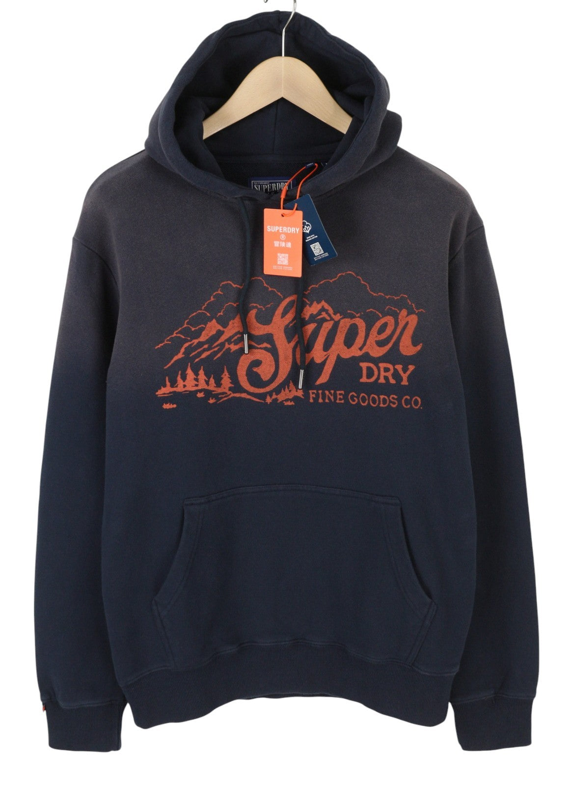 SUPERDRY Lo-Fi Outdoors Relaxed Men Hoodie M Blue Faded Kangaroo Pull On