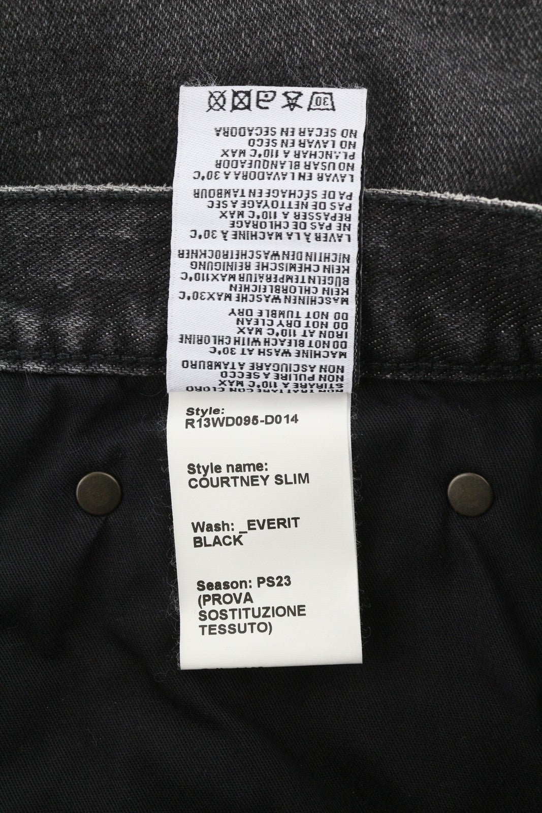 R13 Courtney Slim Women Jeans 27 Everit Black Faded Cropped Distress Zip Denim