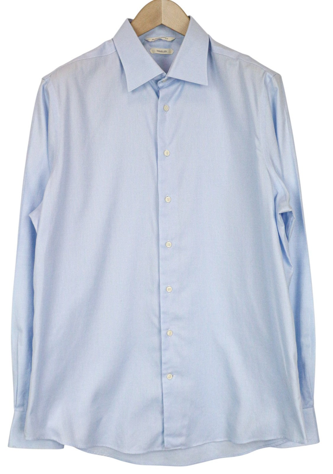 SUITSUPPLY Men's Shirt 43/17 Slim Blue Cotton Long Sleeve Formal Shirt