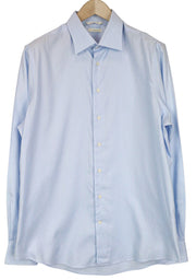 SUITSUPPLY Men's Shirt 43/17 Slim Blue Cotton Long Sleeve Formal Shirt