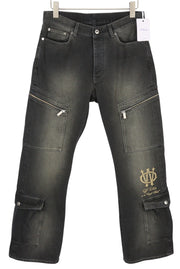 OFF-WHITE c/o VIRGIL ABLOH Gothic Ow Skate Cargo Men Jeans W34 Black Faded F25