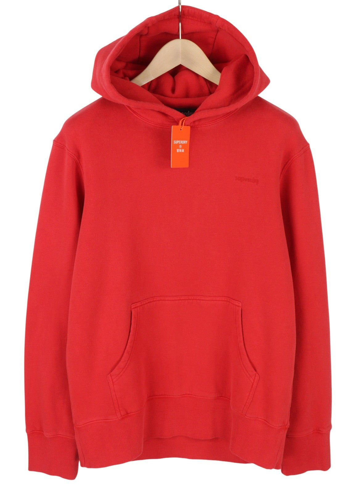 SUPERDRY Vintage Washed Men Hoodie M Red Front Logo Kangaroo Pocket Pull On