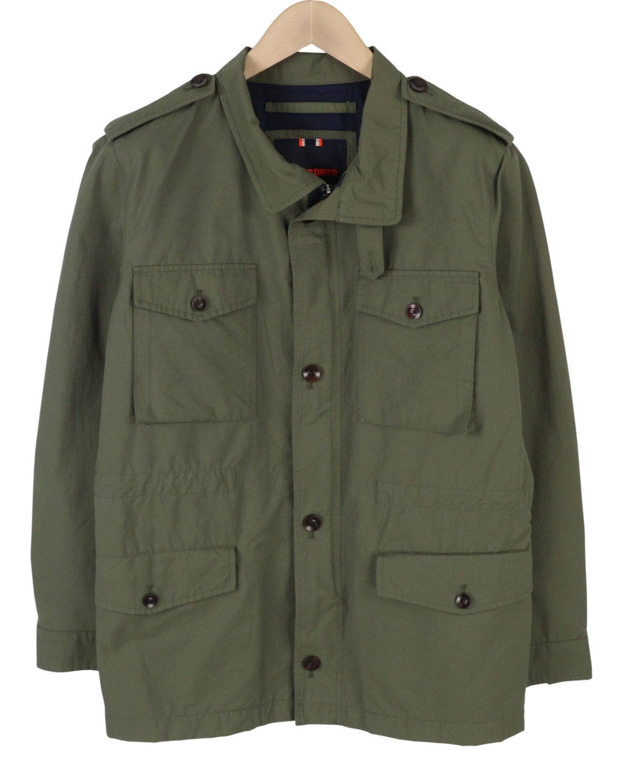 SUPERDRY Essential Technical Field Men Jacket M Green Lightweight Half Lined