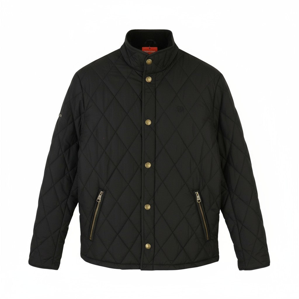 SUPERDRY Quilted Estate Country Men Jacket M Black Lightweight Snap Buttons