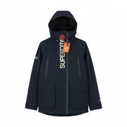 SUPERDRY Hood Timate Emb Men Windbreaker Jacket M Blue Full Zip Lightweight