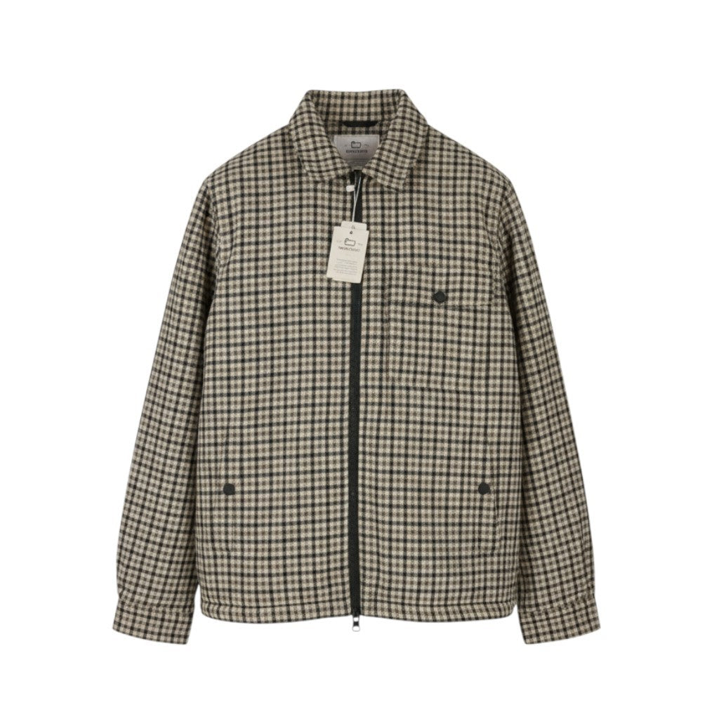 WOOLRICH Sherpa Timber Check Overshirt Men Jacket L Brown Wool Blend RRP515
