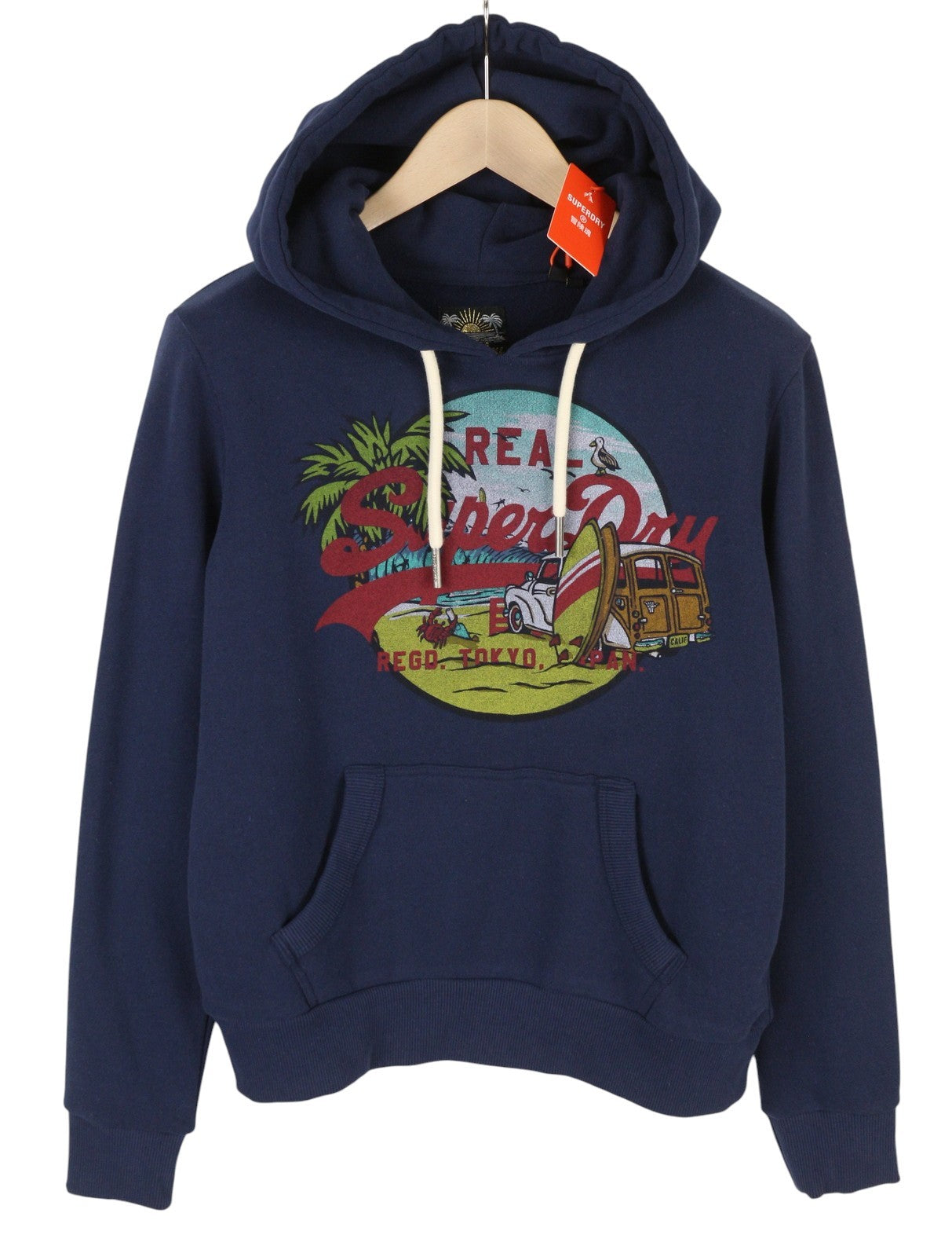 SUPERDRY La VL Graphic Women Hoodie EU38 Dark Blue Kangaroo Pull On