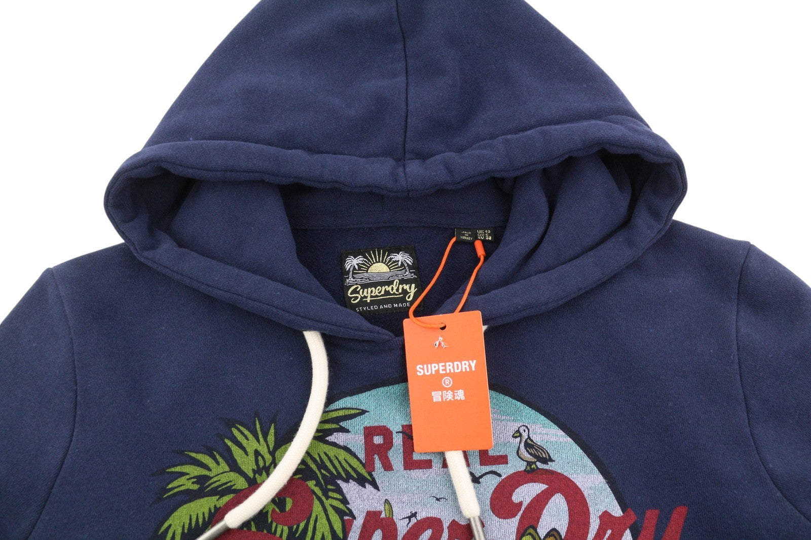 SUPERDRY La VL Graphic Women Hoodie EU38 Dark Blue Kangaroo Pull On
