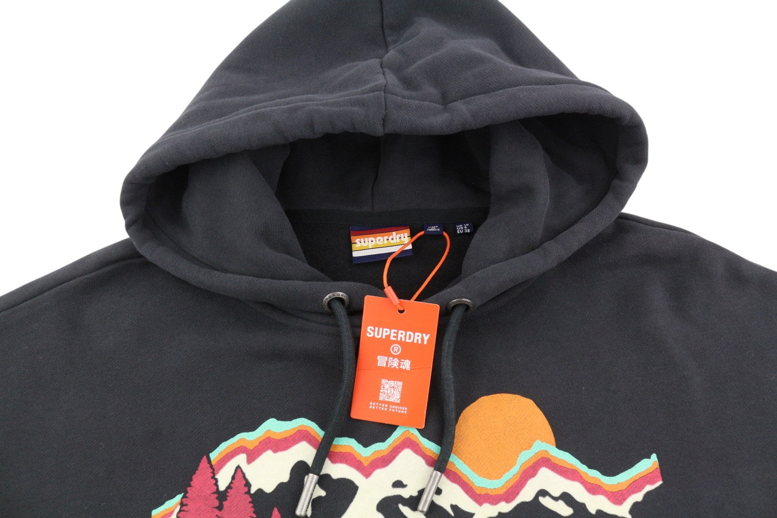 SUPERDRY Retro Hike Relaxed Women Hoodie EU38 Dark Grey Kangaroo Pull On