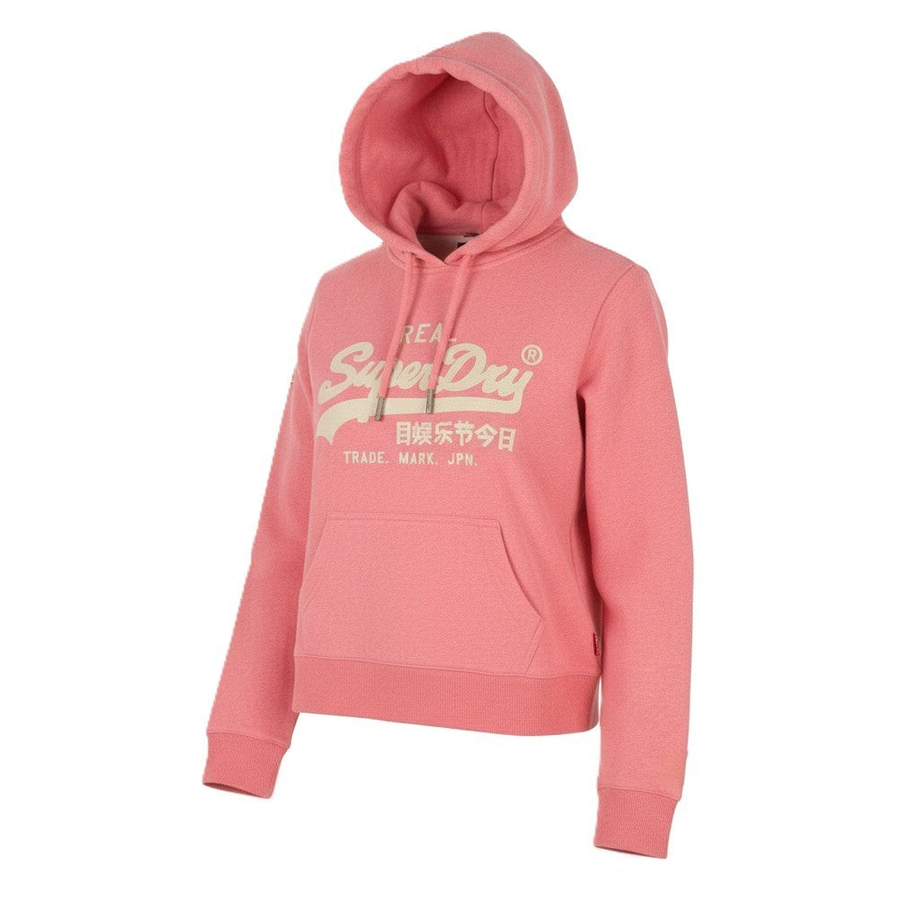 SUPERDRY Embroidered VL Graphic Women Hoodie EU38 Pink Melange Kangaroo