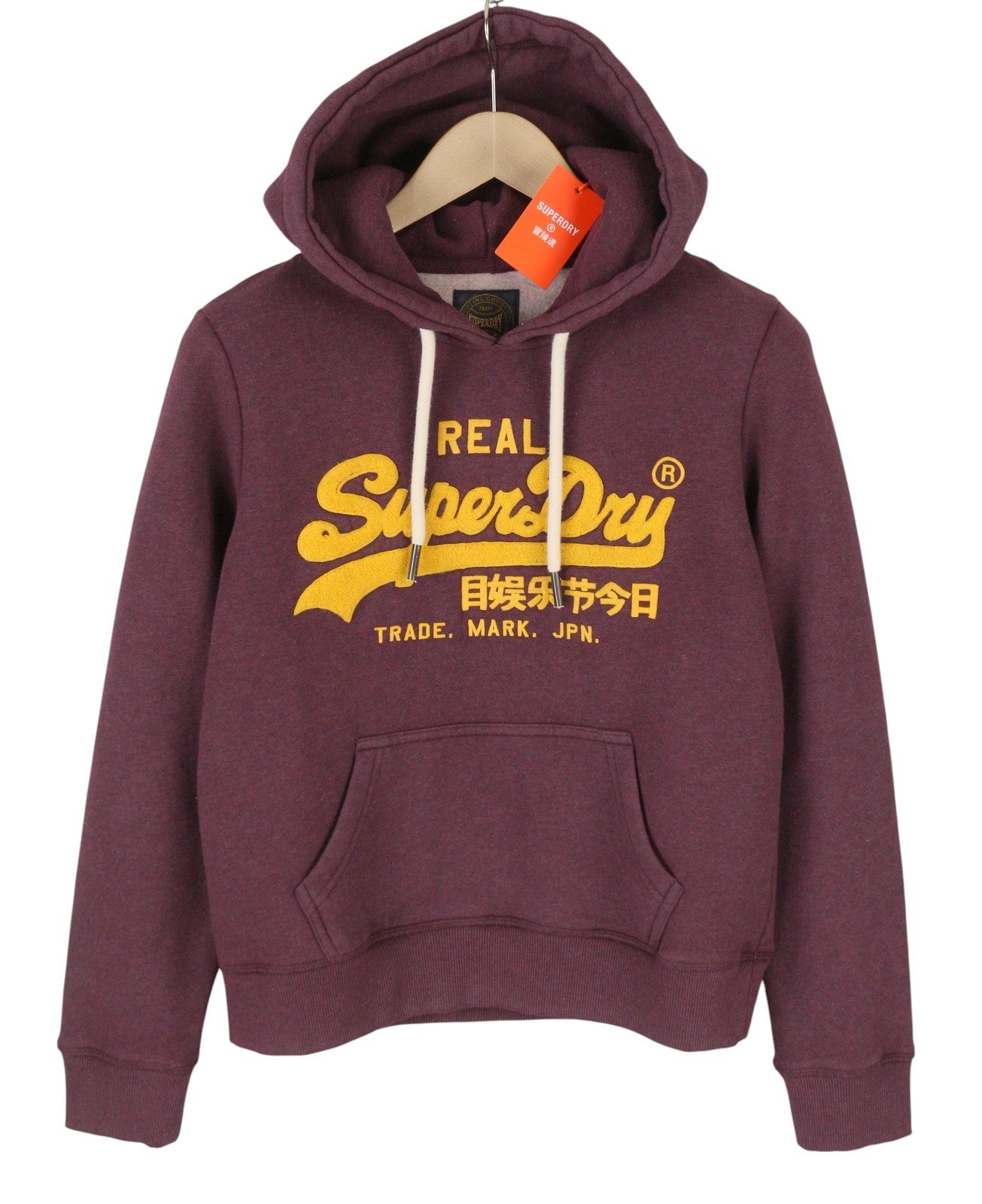 SUPERDRY Chenille VL Graphic Women Hoodie EU38 Burgundy Kangaroo Pull On