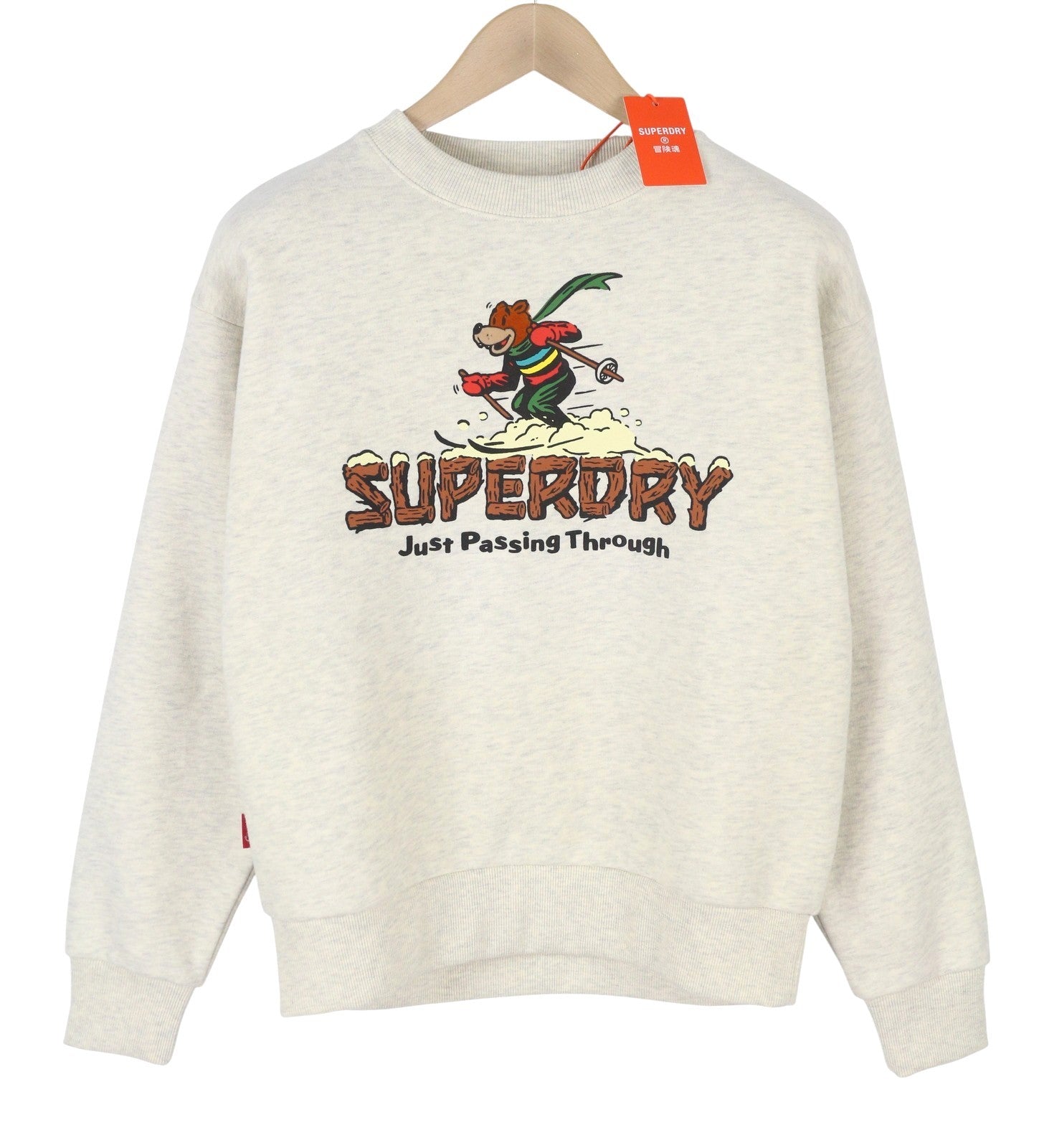SUPERDRY Travel Postcard Graphic Women Sweatshirt EU38 Cream Grey Pull On