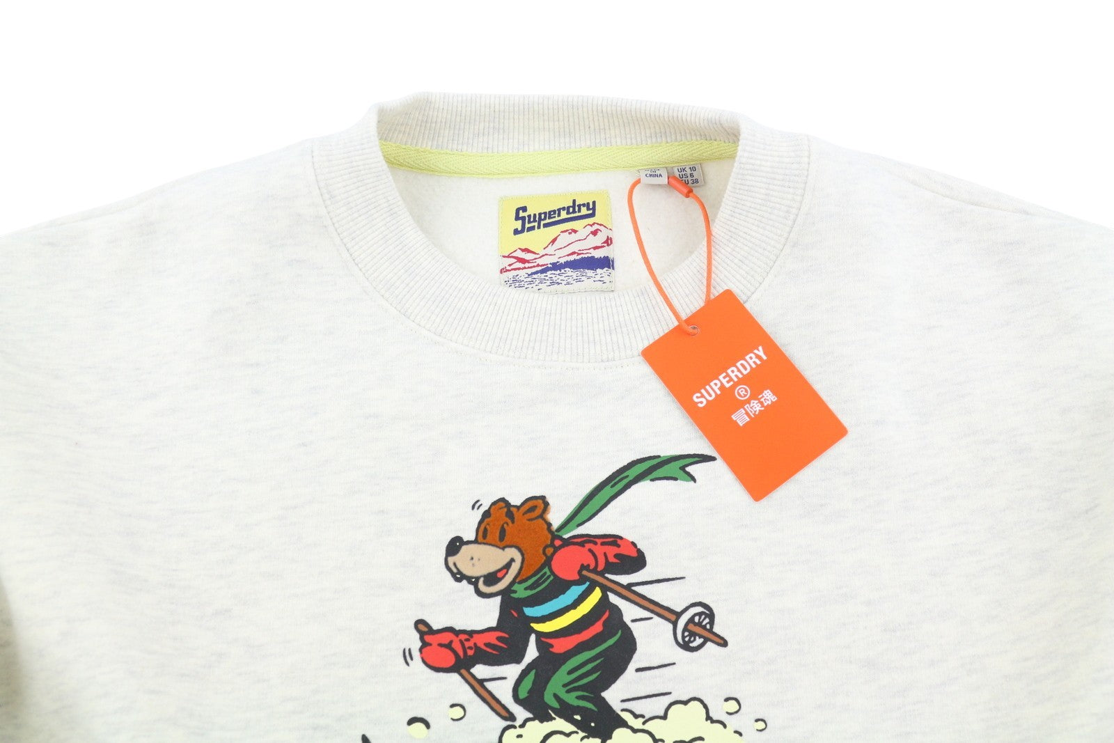 SUPERDRY Travel Postcard Graphic Women Sweatshirt EU38 Cream Grey Pull On