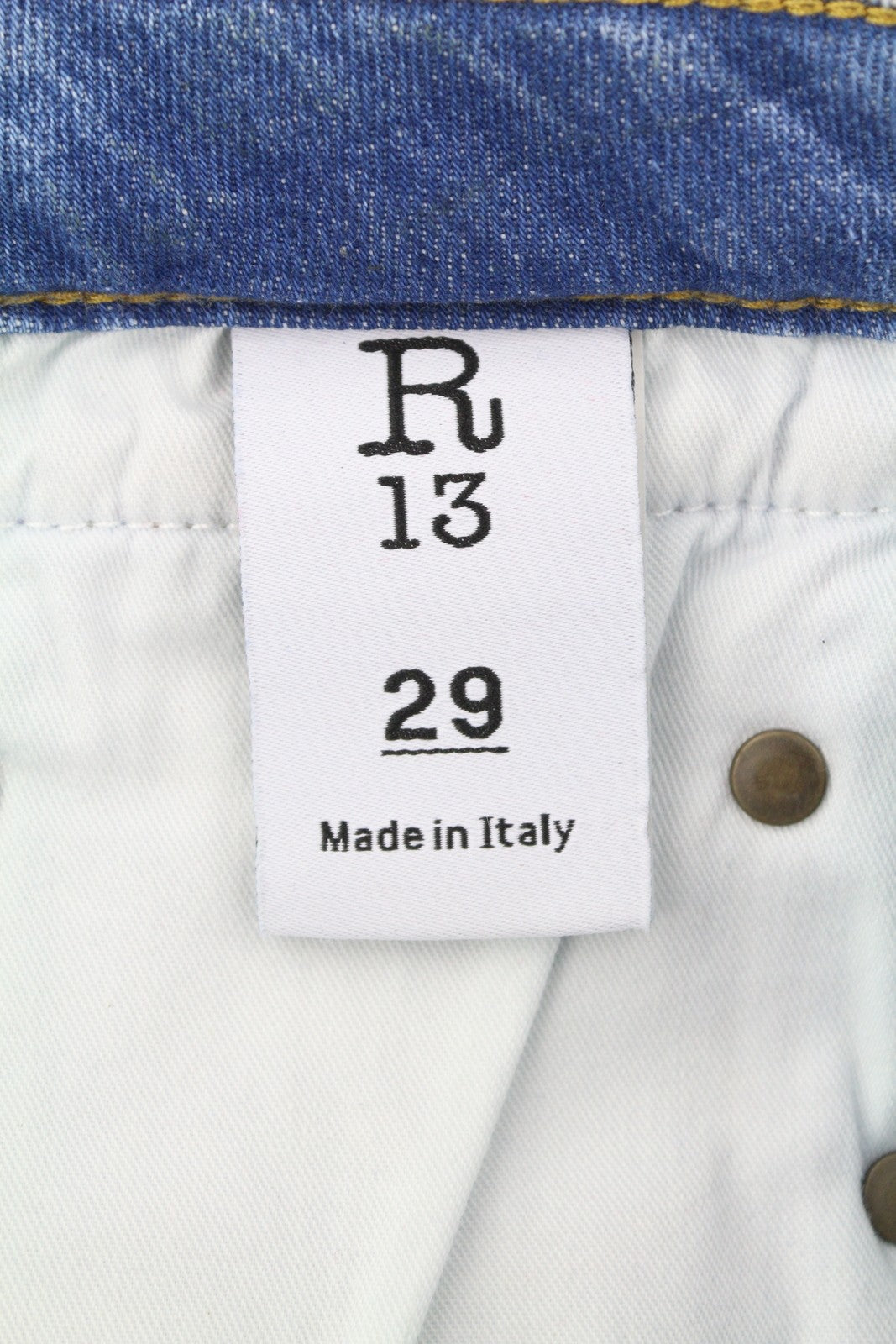 R13 Boy Straight W Rips Women Jeans 29 Jasper Stretch Low Rise Cropped Blue