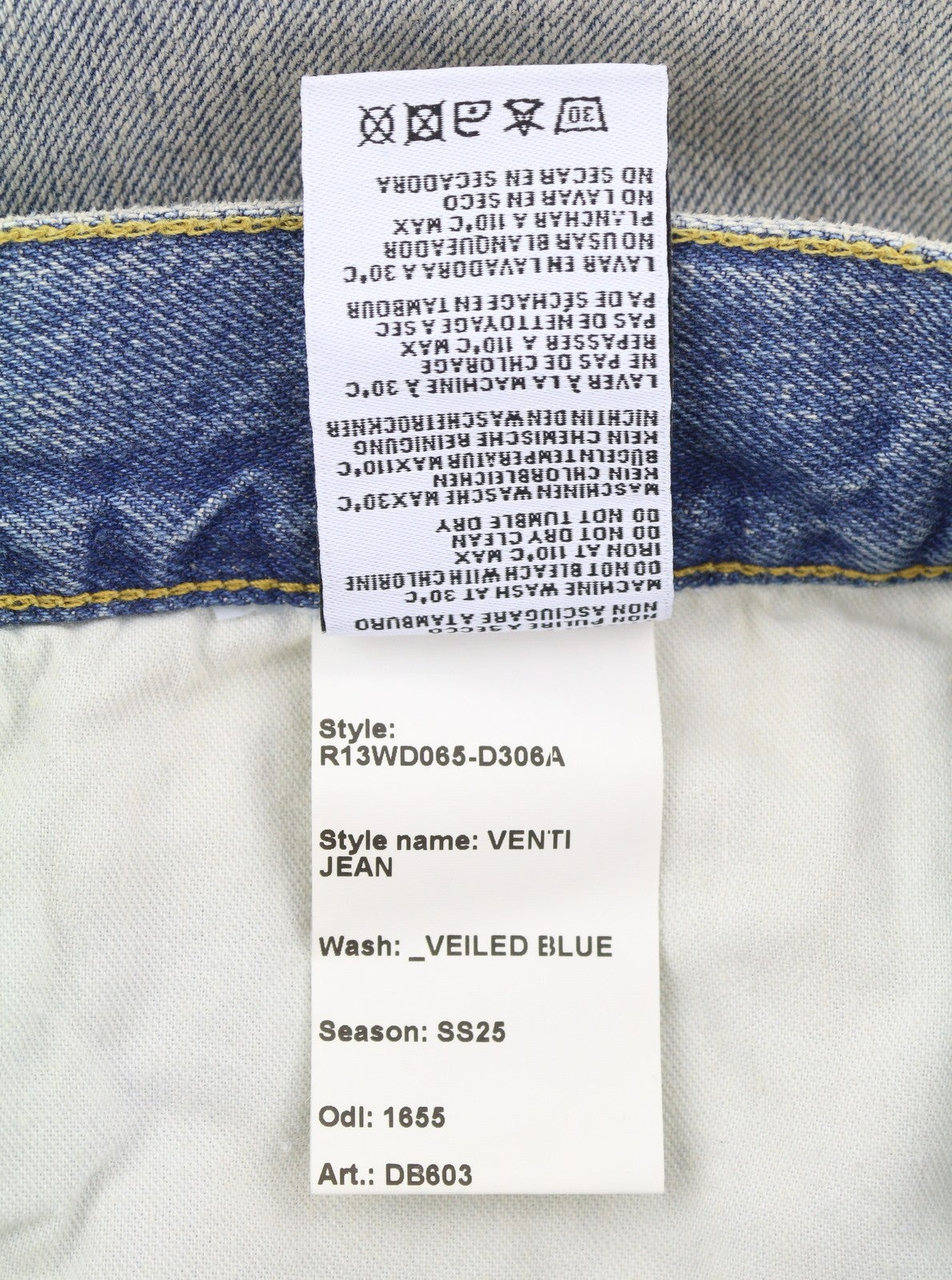 R13 Venti Women Jeans 28 Veiled Blue Whiskers Faded Baggy Low Rise