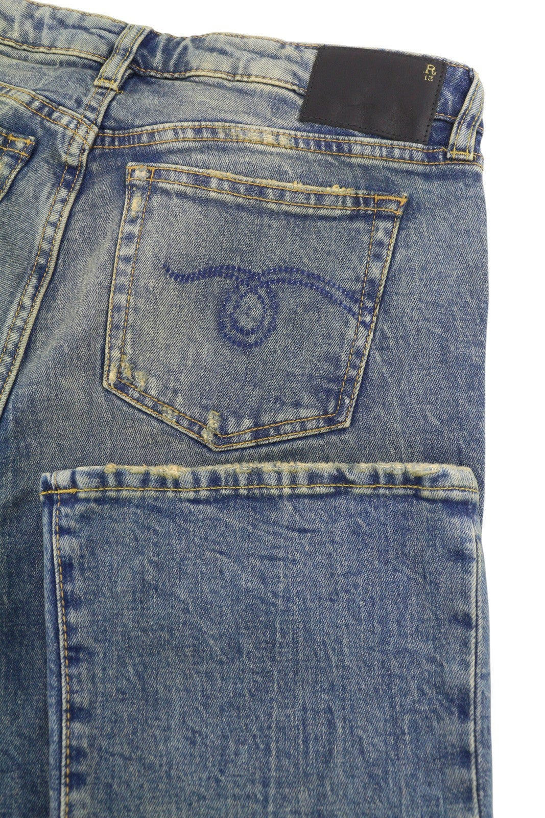 R13 Kick Fit Women Jeans 30 Kelly Stretch Flare Cropped Blue FW25 RRP699