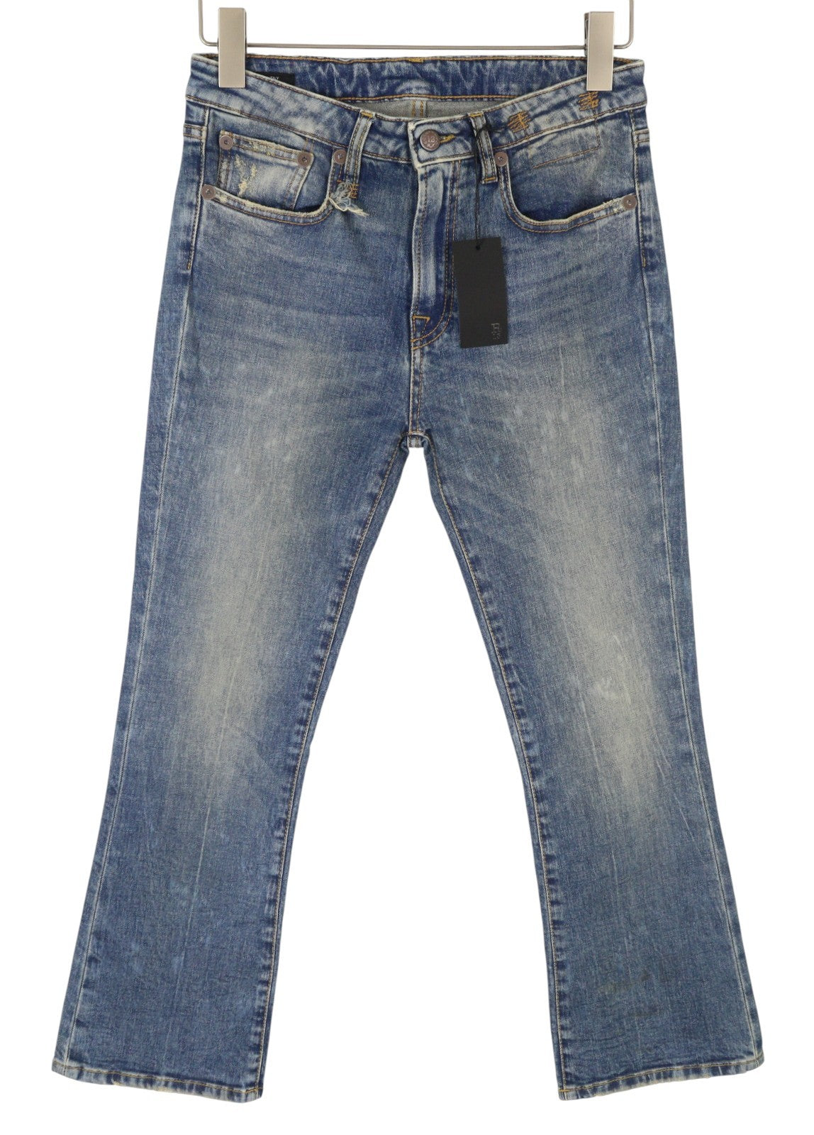 R13 Kick Fit Women Jeans 27 Kelly Stretch Flare Cropped Blue Denim RRP699