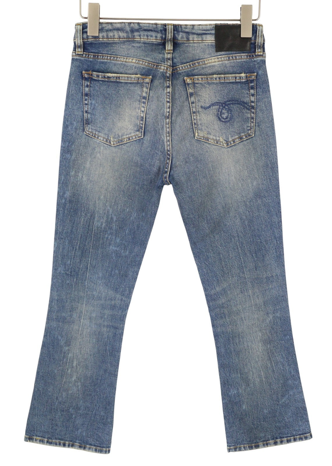 R13 Kick Fit Women Jeans 27 Kelly Stretch Flare Cropped Blue Denim RRP699