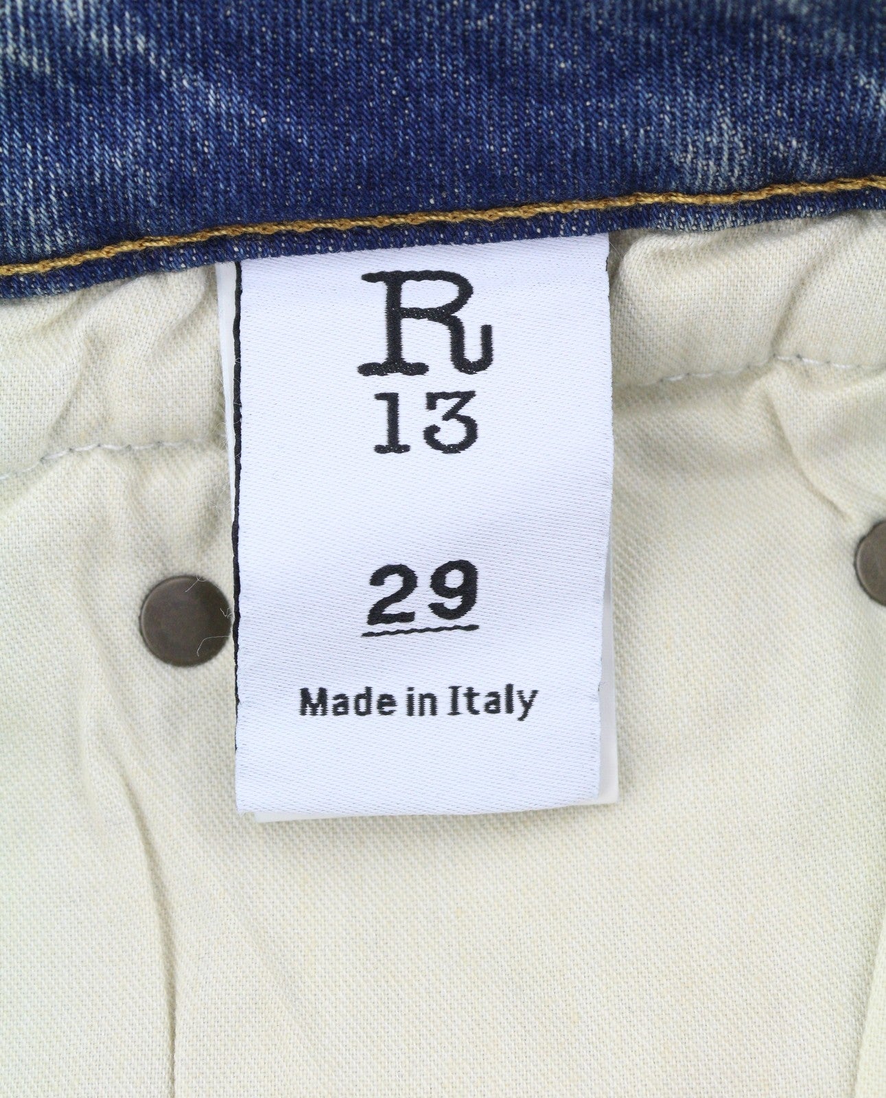 R13 Boy Straight Women Jeans 29 Kelly Stretch Cropped Zip Blue RRP699