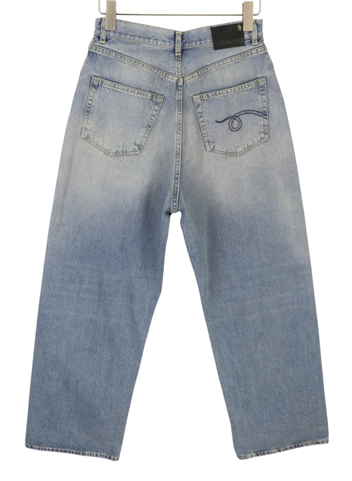 R13 Venti Women Jeans 25 Veiled Blue Whiskers Faded Baggy Low Rise