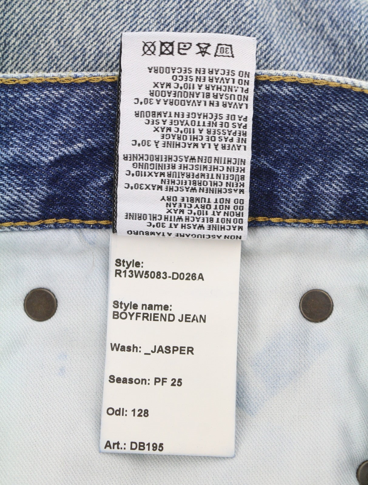 R13 Boyfriend Women Jeans 29 Jasper Cropped Whiskered Blue PF25 RRP699