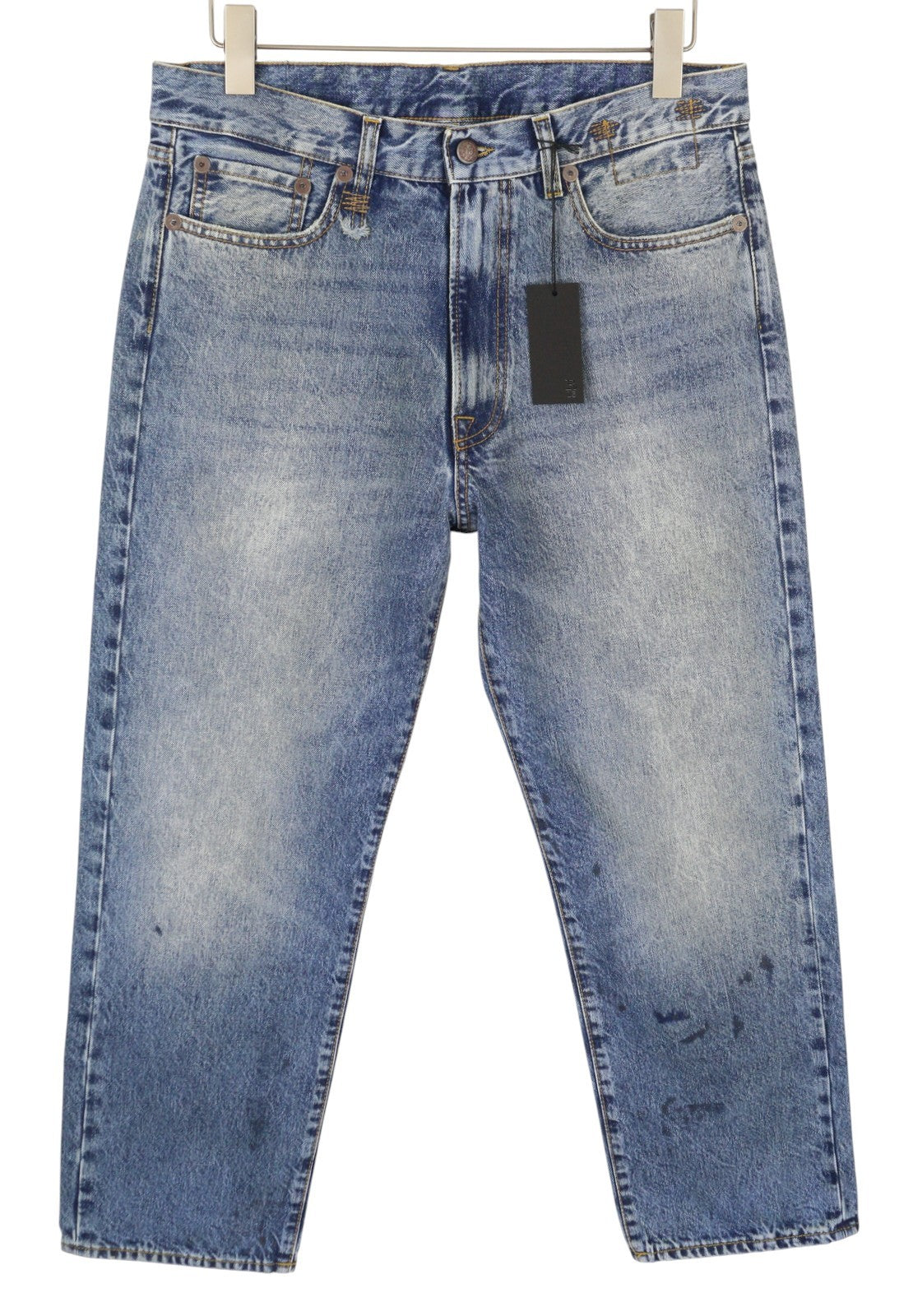 R13 Boyfriend Women Jeans 29 Jasper Cropped Whiskered Blue PF25 RRP699