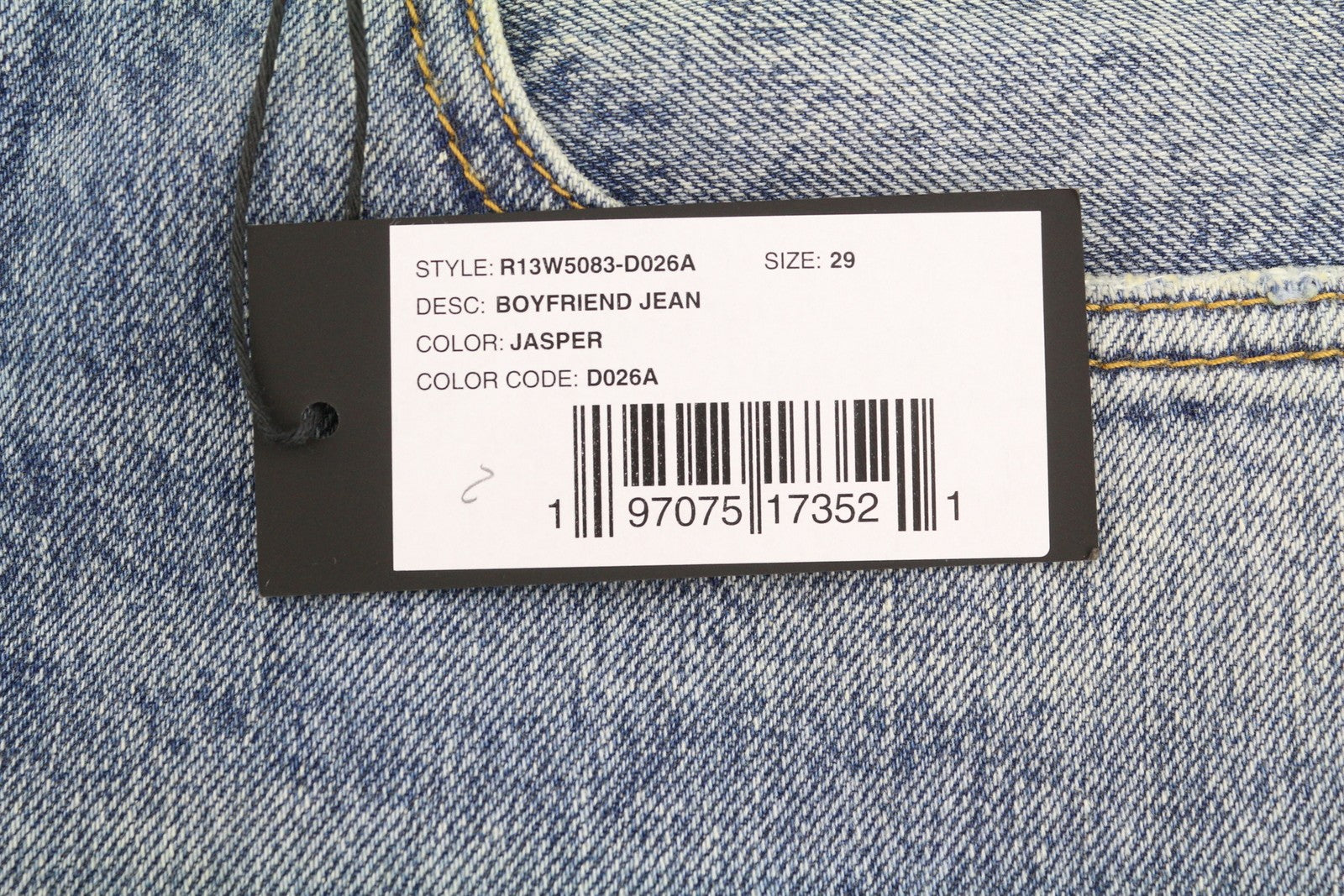 R13 Boyfriend Women Jeans 29 Jasper Cropped Whiskered Blue PF25 RRP699