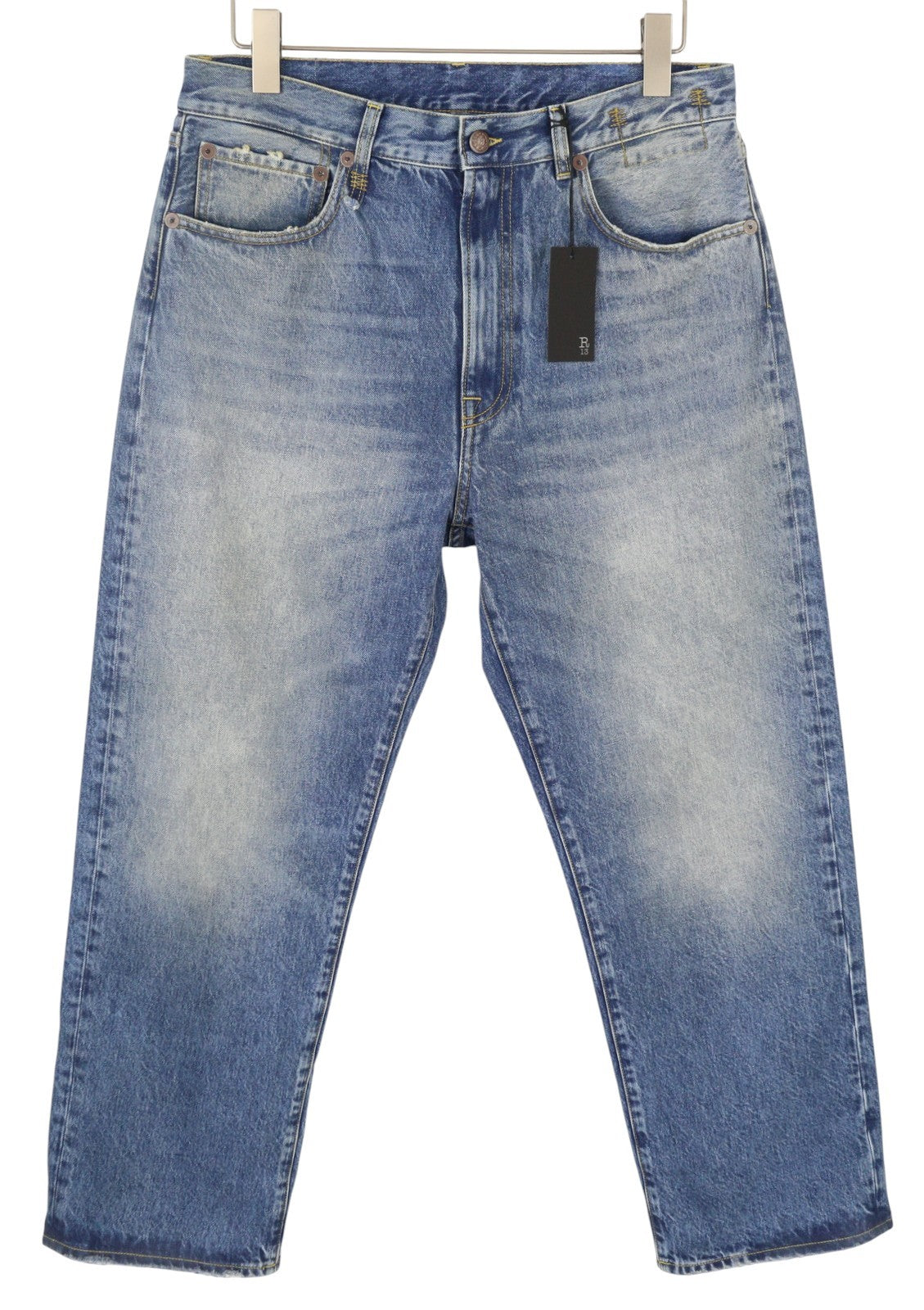 R13 Cuffed X-BF Women Jeans 29 Jasper Faded Straight Leg Blue PF25
