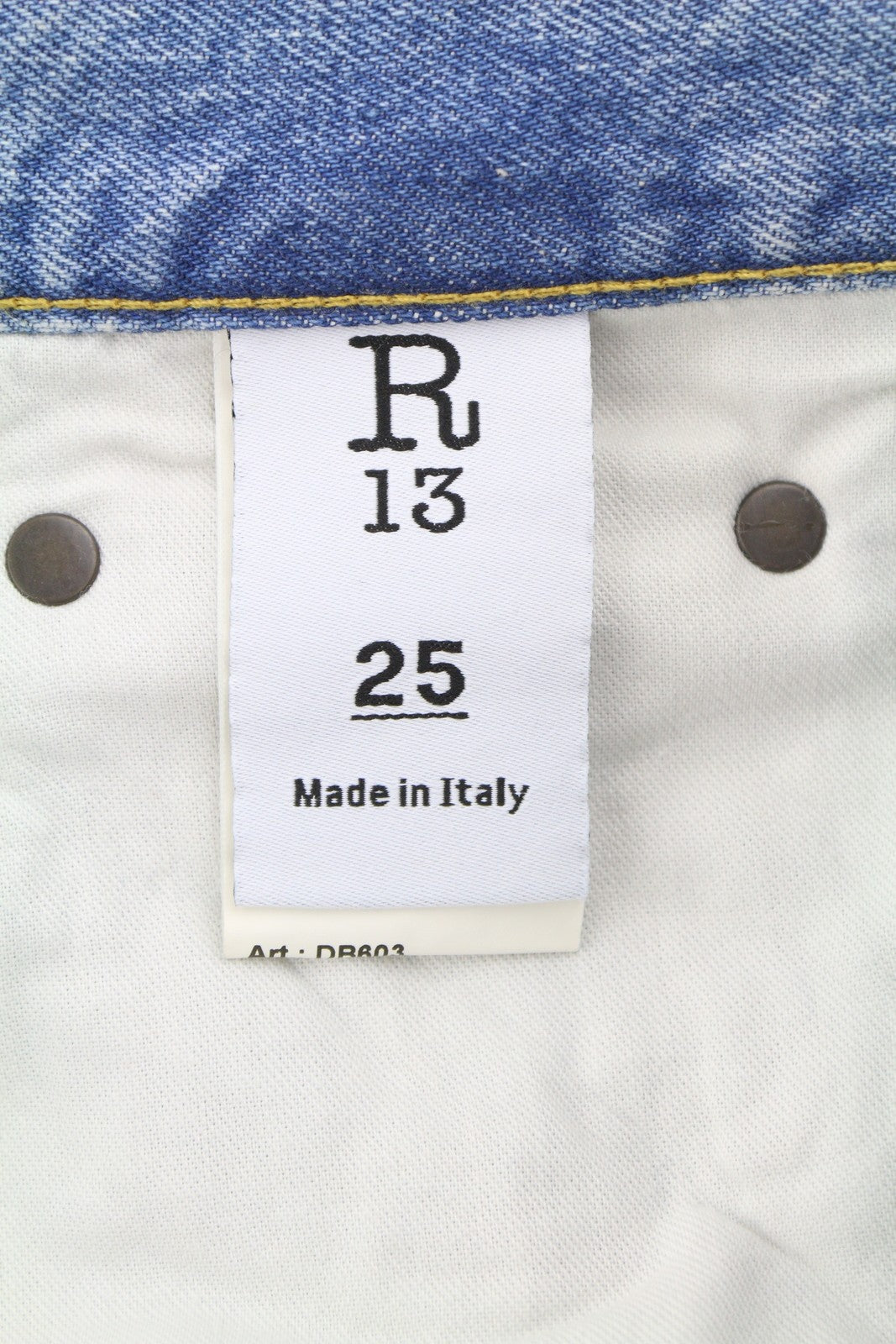 R13 X-BF Women Jeans 25 Merrin Low Waist Whiskered Blue Zip PF25 RRP799