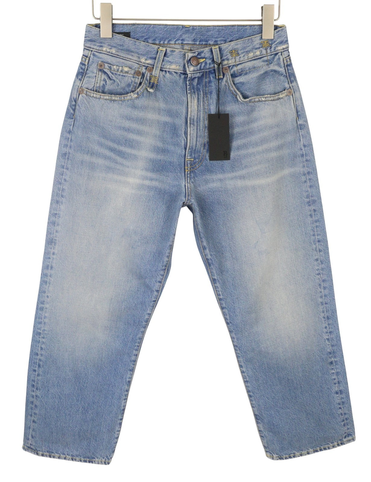 R13 X-BF Women Jeans 25 Merrin Washed Blue Low Rise Zip Denim PF25 RRP799
