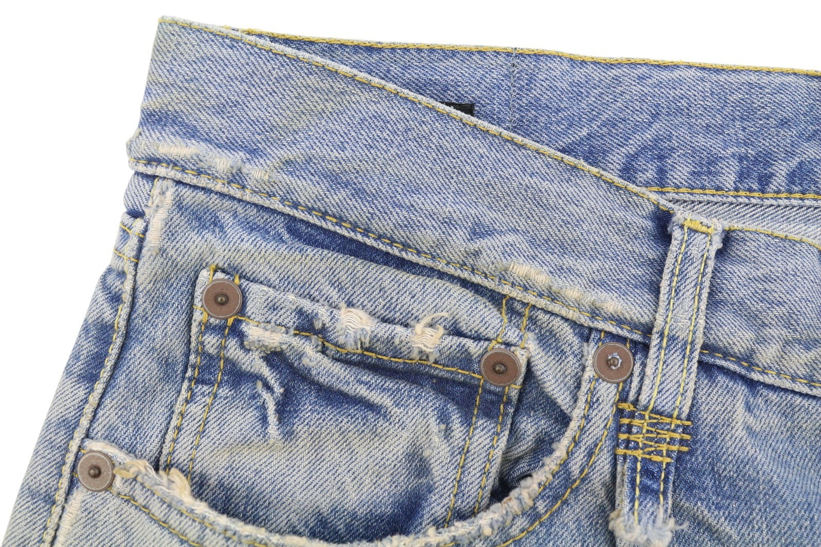 R13 Wayne Articulated Knee Men Jeans 33 Merrin Blue Whiskered PF25