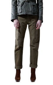 R13 Boyfriend Women Jeans 27 Olive Dyed Moleskin Zip FW25 RRP790