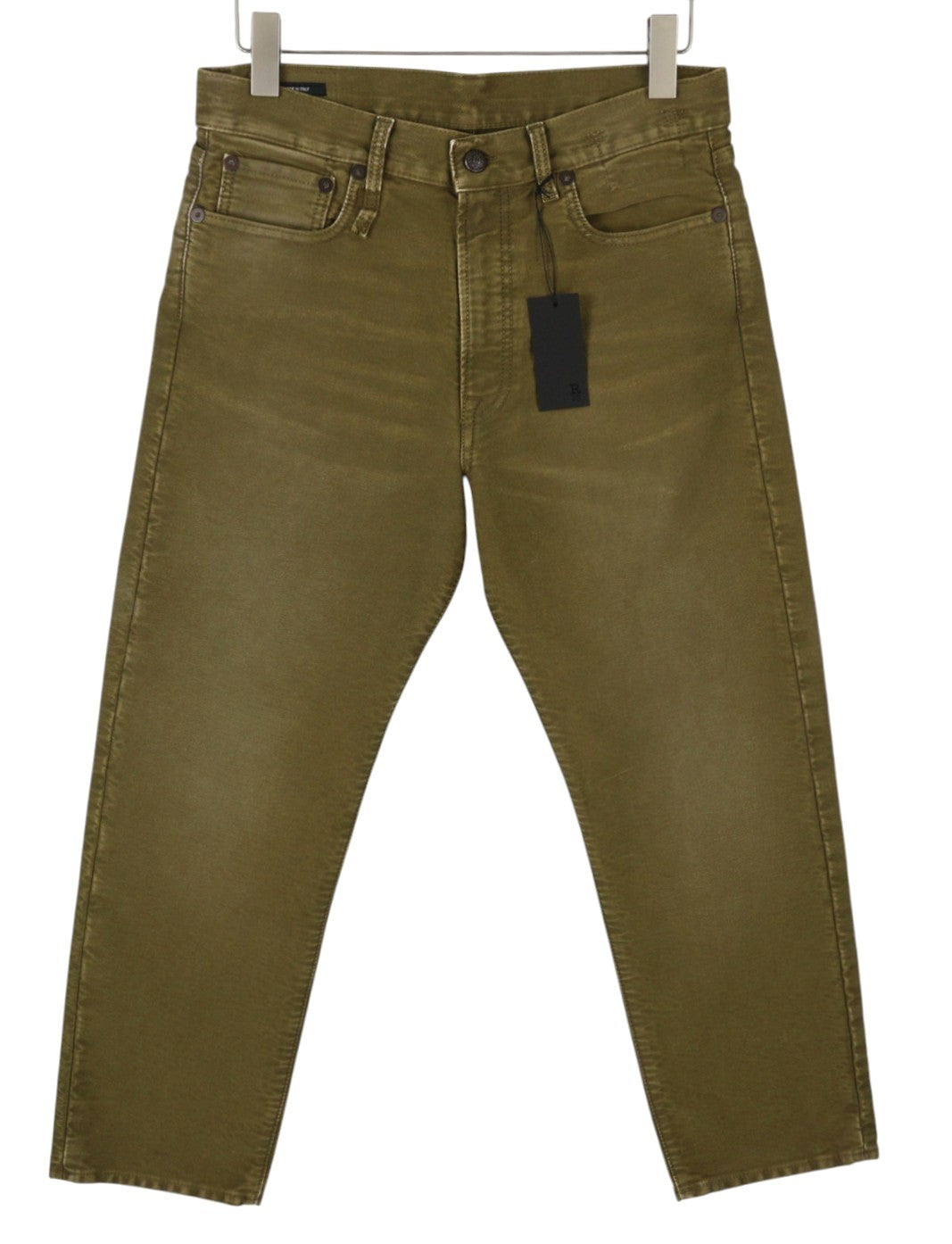 R13 Boyfriend Women Jeans 27 Olive Dyed Moleskin Zip FW25 RRP790