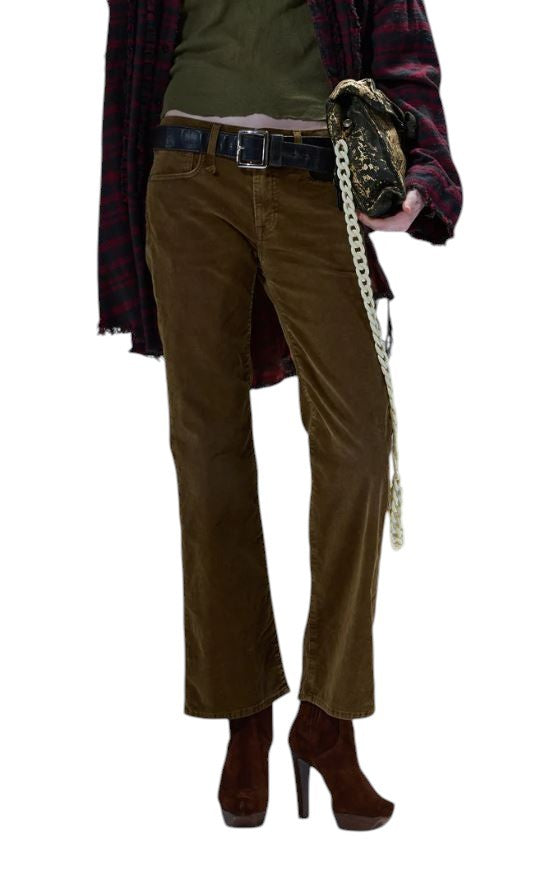 R13 Joan Kick Flare Women Trousers 28 Brown Stretch Cord Zip FW25 RRP730
