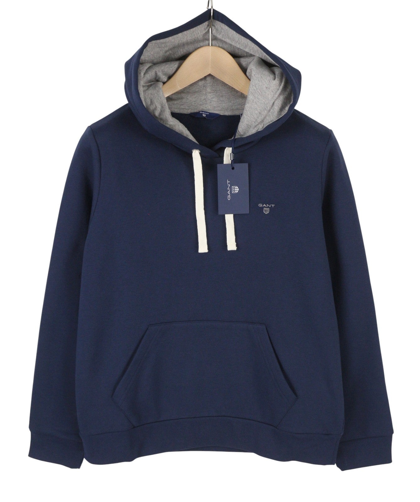 GANT Classic Women Hoodie L Evening Blue Kangaroo Logo Pullover