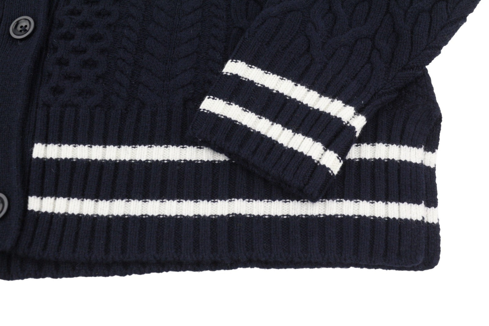 GANT Aran Cable Cardigan Women Jumper M Blue Wool Button Logo