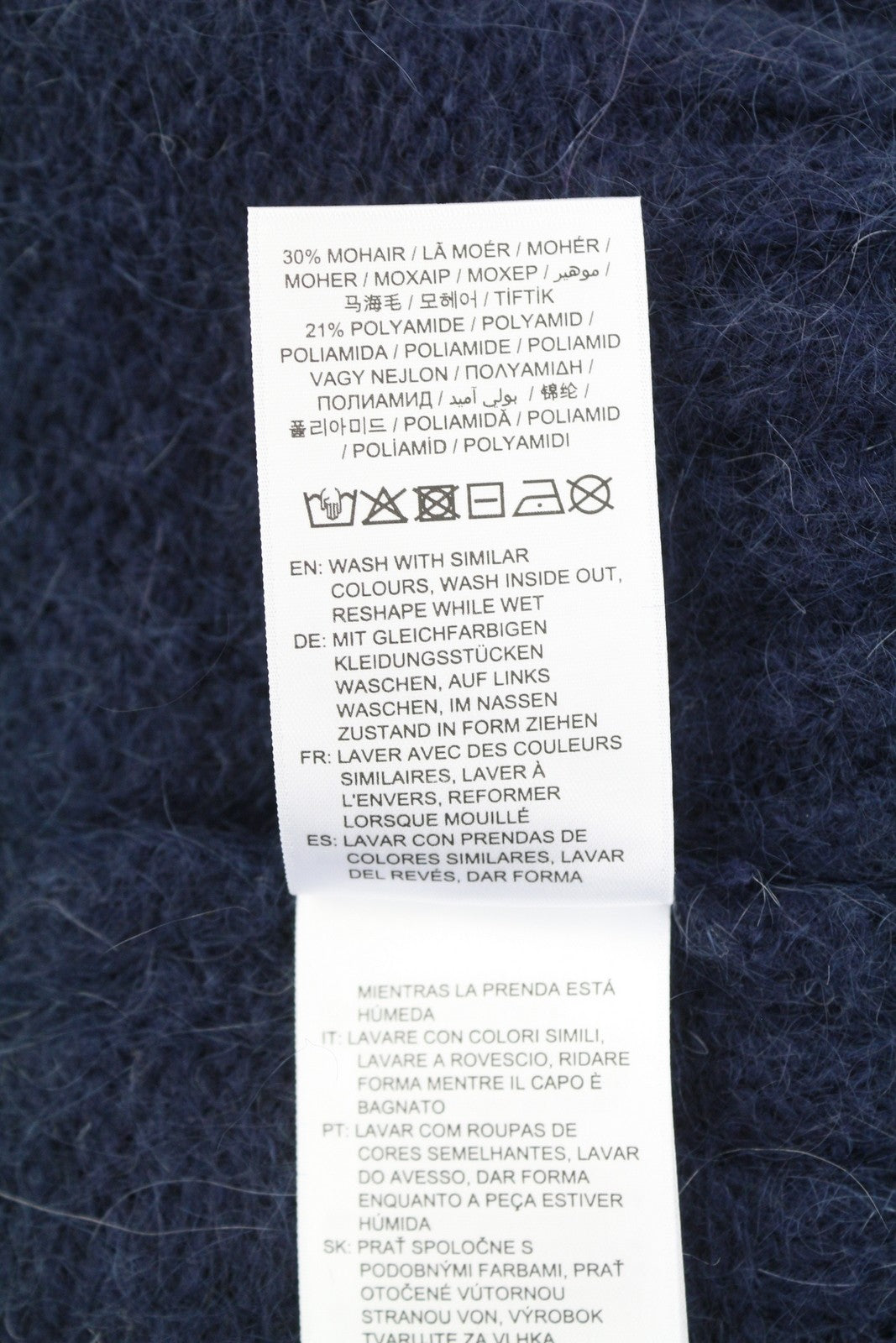 GANT Mohair V-Neck Women Jumper M Blue Wool Blend Knit Pullover