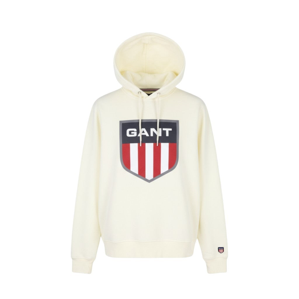 GANT Retro Shield Men Hoodie XL Eggshell Patch Pullover