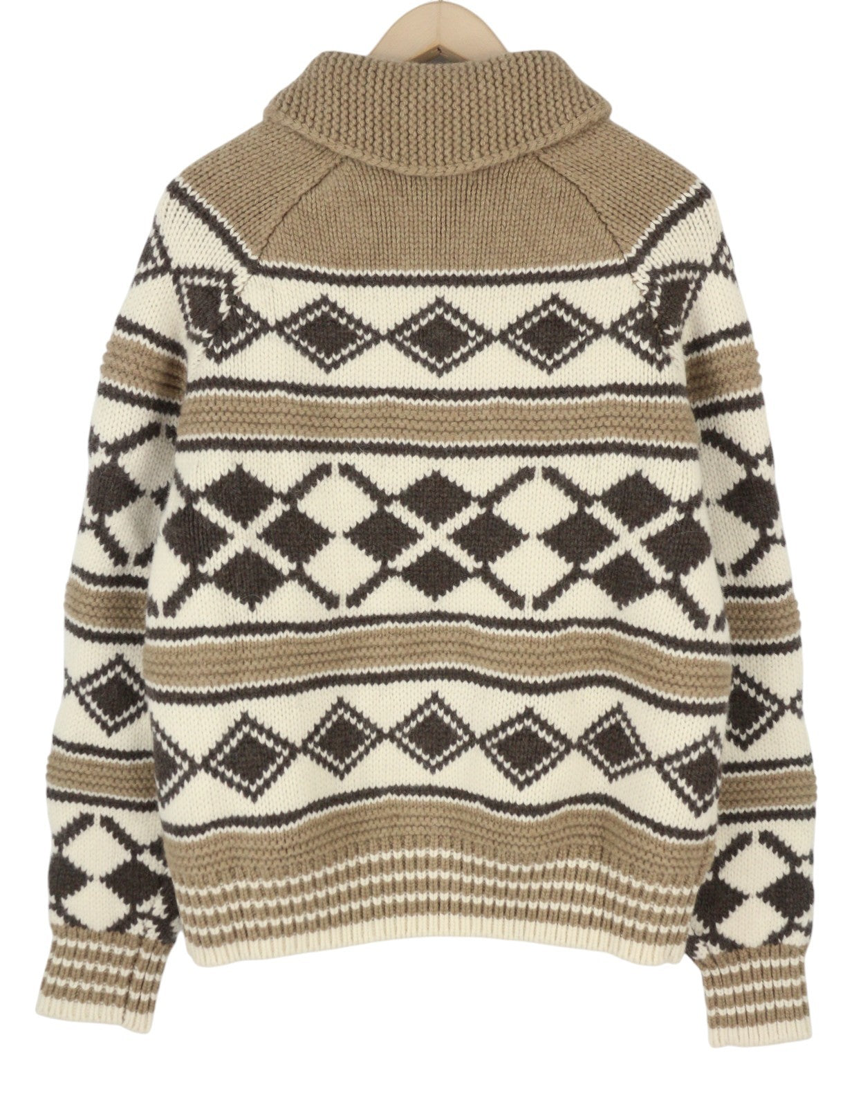 GANT Oversized Diamond Men Jumper M Brown Wool Alpaca Knit