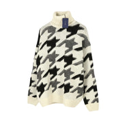GANT Houndstooth Rollneck Men Jumper XL Cream Wool Knit